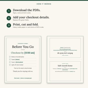 Three steps: download, add your checkout details, print, cut and fold