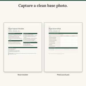 Photo capture checklist next to the photo score and pick sheet