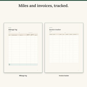 Printable mileage log with odometer columns next to the invoice tracker