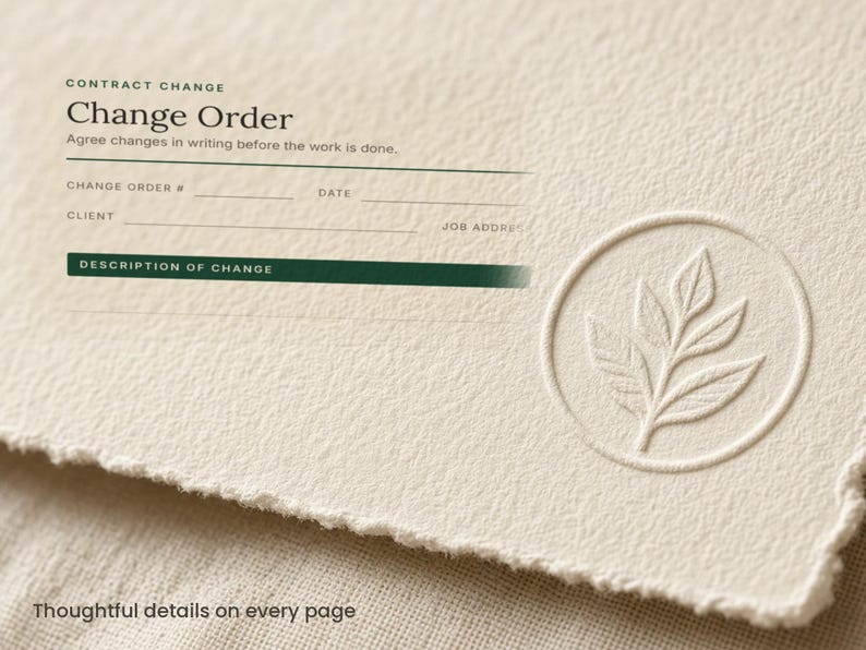 Contractor Client Forms Bundle, Estimate, Change Order, Warranty (PDF Download) image 3