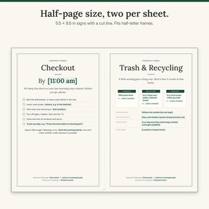 Landscape US Letter sheet with two half-page signs side by side and a dashed cut line