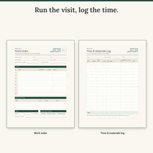 Work order with tasks and materials used next to the time and materials log