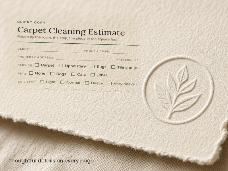 Kit para empresas de limpieza de alfombras: hoja de cálculo de precios, presupuesto, orden de trabajo, factura (descarga digital). imagen 3