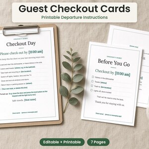 Airbnb Checkout Cards, Printable Guest Departure Instructions (Digital Download)