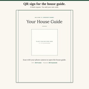 Printable QR sign for a vacation rental house guide