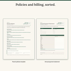 Parent policies template with prompts next to the annual payment statement