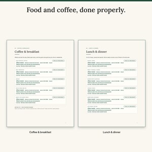 Coffee and breakfast page next to the lunch and dinner page, each with recommendation cards