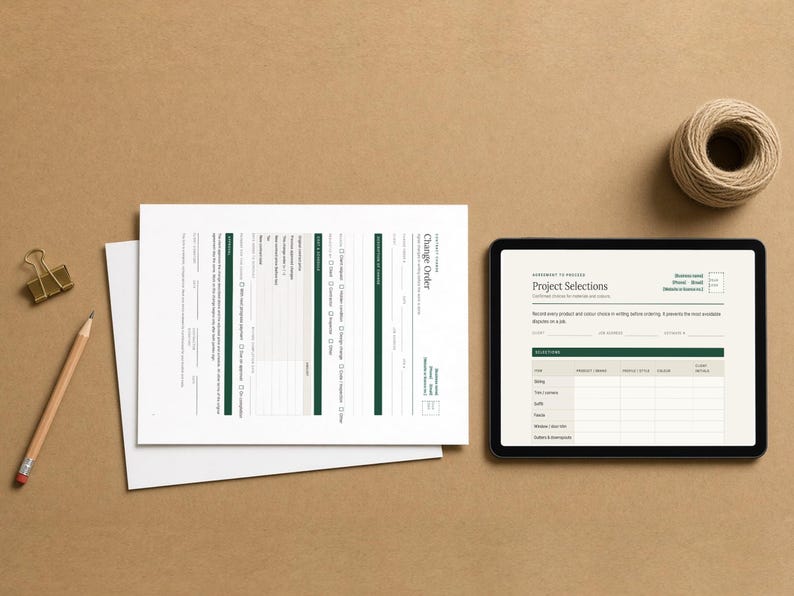 Contractor Client Forms Bundle, Estimate, Change Order, Warranty (PDF Download) image 2
