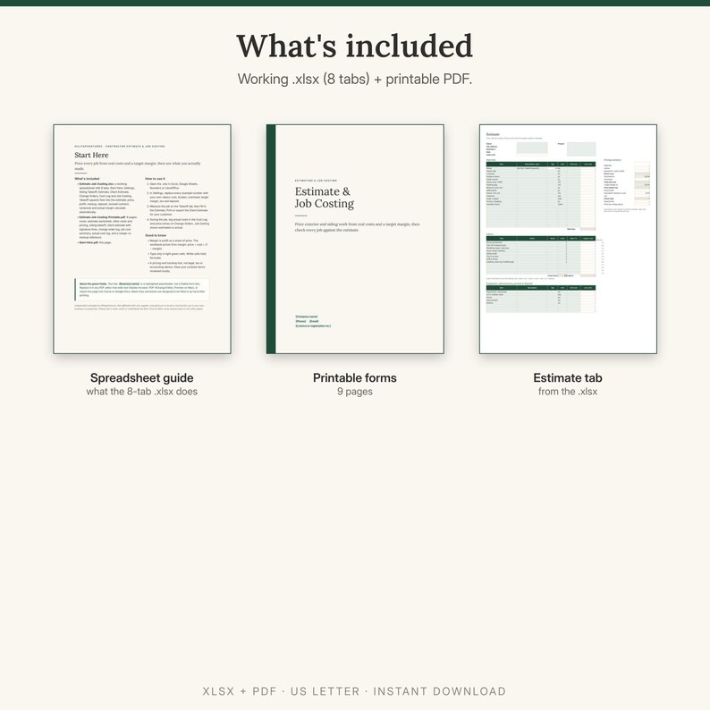 外壁工事請負業者向け見積書テンプレート、工事費用計算スプレッドシート、変更指示書ログ（デジタルダウンロード） 画像 4