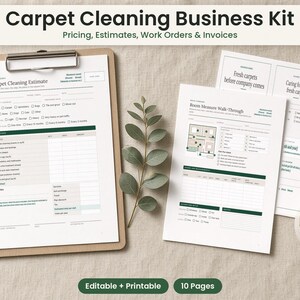 Kit para empresas de limpieza de alfombras: hoja de cálculo de precios, presupuesto, orden de trabajo, factura (descarga digital). imagen 1