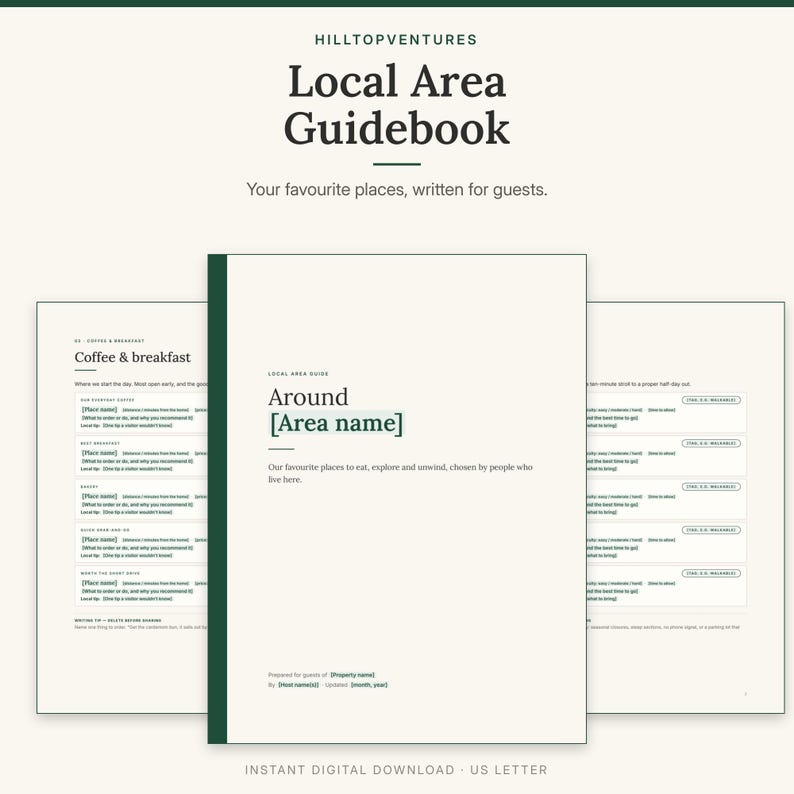 Local Area Guidebook cover page in front of the coffee and outdoors pages