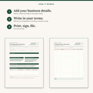 Contractor Client Forms Bundle, Estimate, Change Order, Warranty (PDF Download) image 9