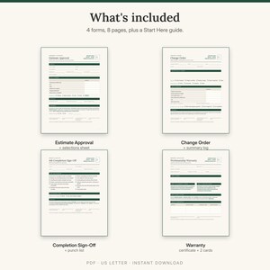 Contractor Client Forms Bundle, Estimate, Change Order, Warranty (PDF Download) image 4