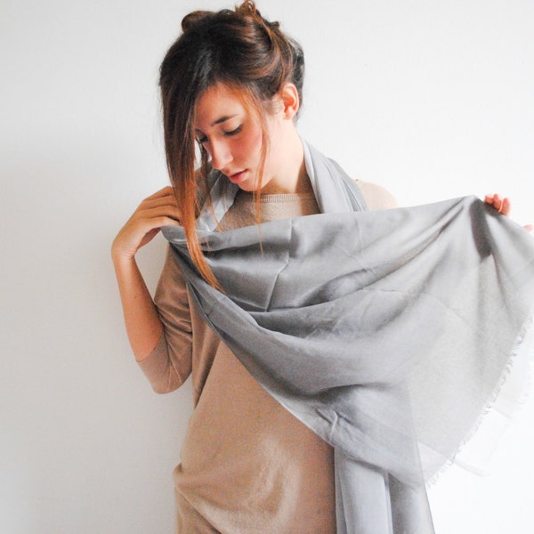 Gray Cotton Scarf - Women's Fashion Accessories - Women Scarves - Fall women scarf - Long Neck Scarf