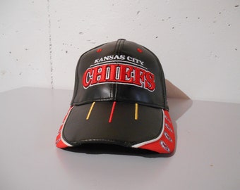 KC Chiefs leather hat, Vintage Chiefs ball cap, NFL hat, Football hat, Collectible hat, Superbowl team hat