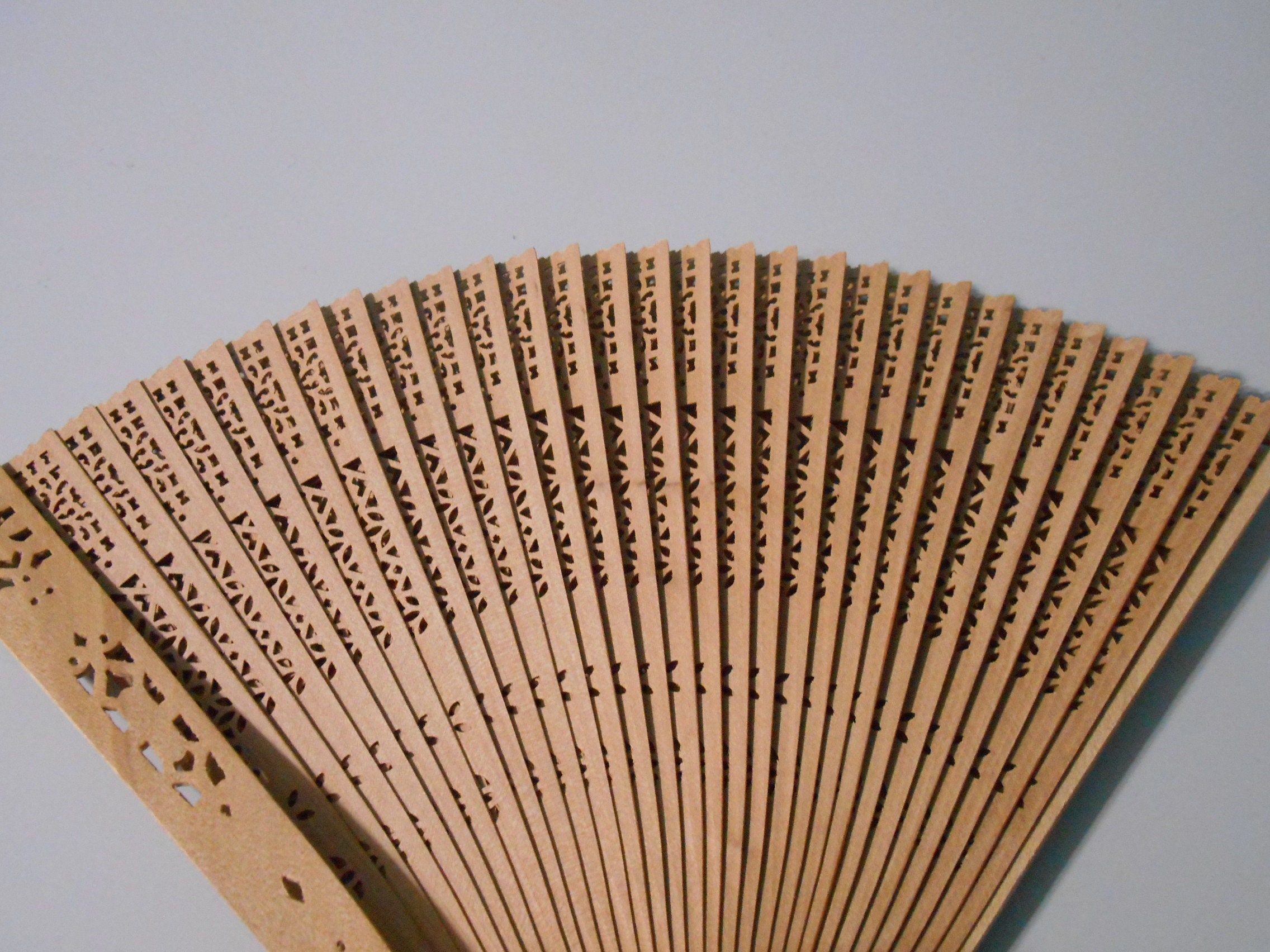 Wood Laser Cut Folding Hand Fan Asian 