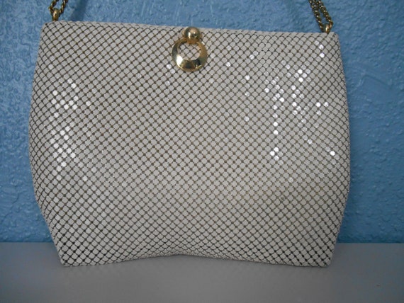 Whiting and Davis white metal purse - image 2