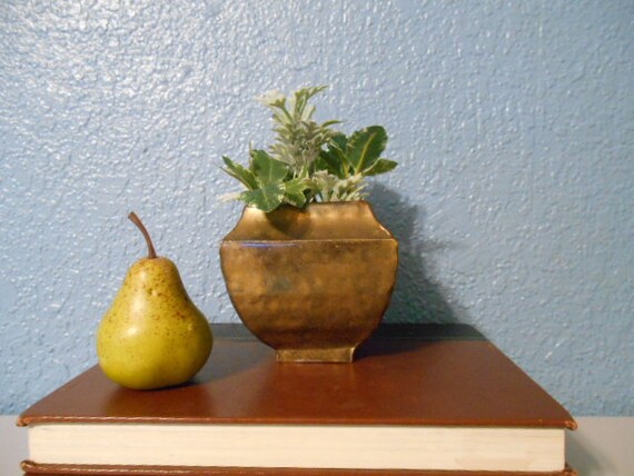 Square Brass Vase Hammered Brass Vase India Brass Brass Etsy