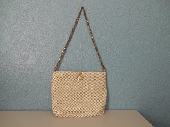 Whiting and Davis white metal purse - image 3