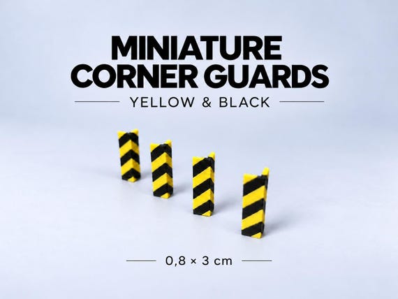 Miniature Corner Guards – Yellow & Black Fingerboard Industrial Props, 3cm