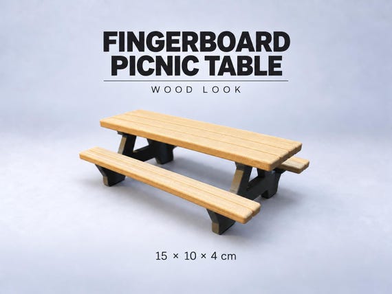 Fingerboard Picnic Table – Wood Look + Concrete Skatepark Obstacle