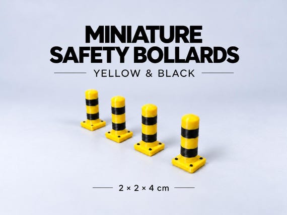 Miniature Safety Bollards – Yellow & Black Fingerboard Street Props, 4cm