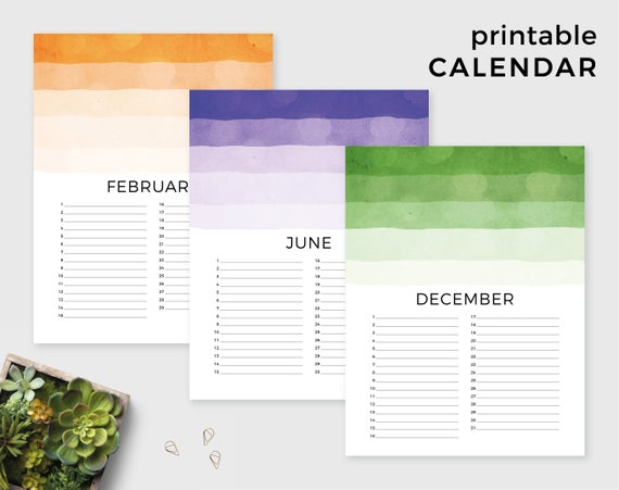 Calendars & Planners Instant Download A4 & Letter size Modern Printable ...