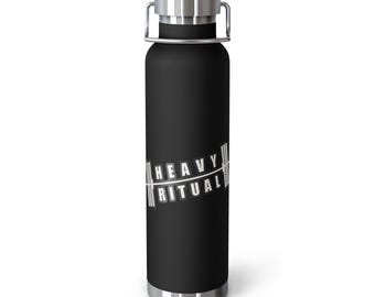 Heavy Ritual Copper Vacuum Insulated Gym Water Bottle, 22oz Stainless Steel Double Wall Thermos, Gym Streetwear Monolith Workout Flask