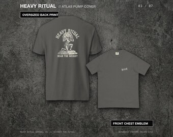 Atlas Bear The Weight Gym Shirt, Greek Mythology Bodybuilding Tee, Vintage Heavyweight Lifting Shirt, Heavy Ritual Oversized Pump Cover Tee
