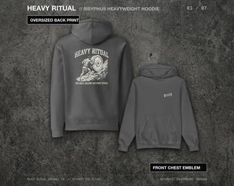 One Must Imagine Sisyphus Jacked Hoodie, Greek Statue Bodybuilding Sweatshirt, Heavyweight Lifting Hoodie, Heavy Ritual Streetwear Pullover