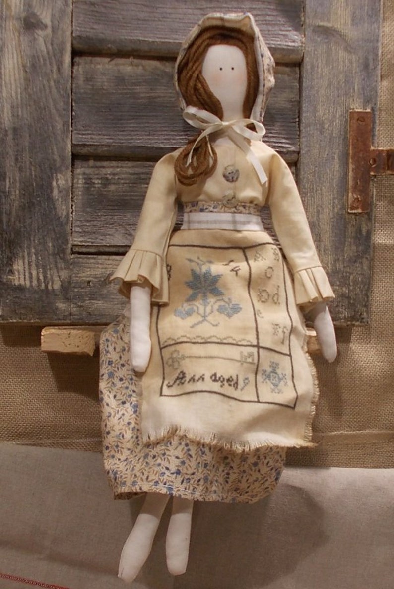 Primitive Doll Beth sewing pattern and cross stitch chart ...