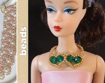 Dolls jewelry for Barbie, Silkstone Barbie, Poppy Parker. My Valentine necklace: Emerald Green