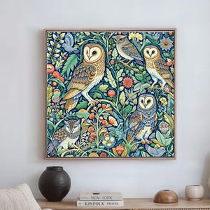 Owl Wall Art, Vintage Bird Print, Bird Lover Gift, Cottagecore Wall Art, Nature Wall Art, Nature Decor, Woodland Aesthetic, Bird Painting