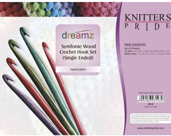 Knitters Pride Dreamz Symfonie Wood Crochet Hook Set of 8 Crochet Hooks with Case