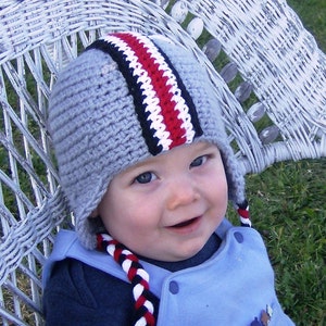 Crochet Pattern OSU Colors Football Earflap Helmet with Decals