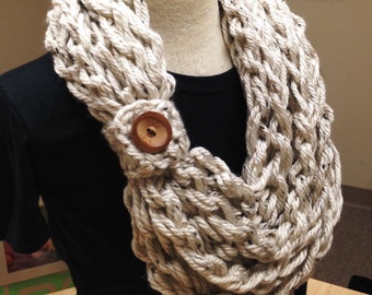 Quick and Easy Crochet Pattern Hand Crochet Bulky Rope Scarf with Button Instant Digital Download