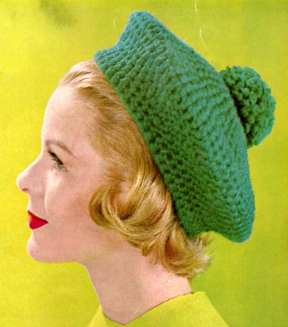 Easy Vintage Crochet Hat Beret Pattern Instant Download