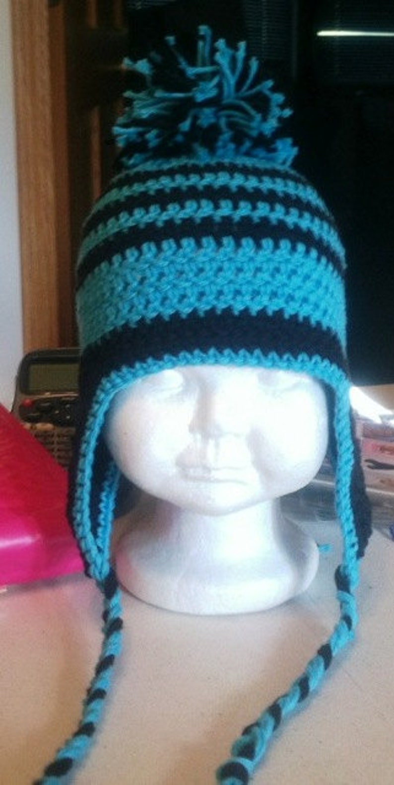Crochet Pattern Earflap Hat Striped Beanie Instant Download - Etsy