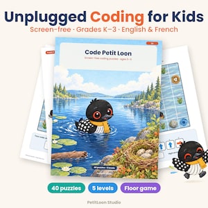 Programación sin pantallas para niños, rompecabezas de programación sin pantallas y juego de cuadrícula en el suelo, grados K-3, inglés y francés PDF