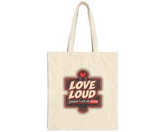 Love Loud Autism Support Canvas Tote Bag — Coral
