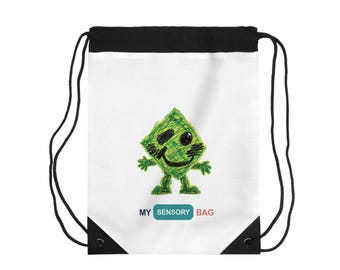 Love Loud My Sensory Bag Drawstring Backpack - Rocco Green Character