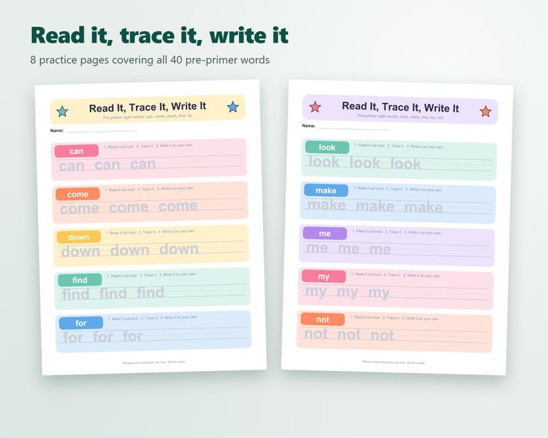 92 Dolch Sight Words Flash Cards, Pre-primer & Primer Practice (digital ...