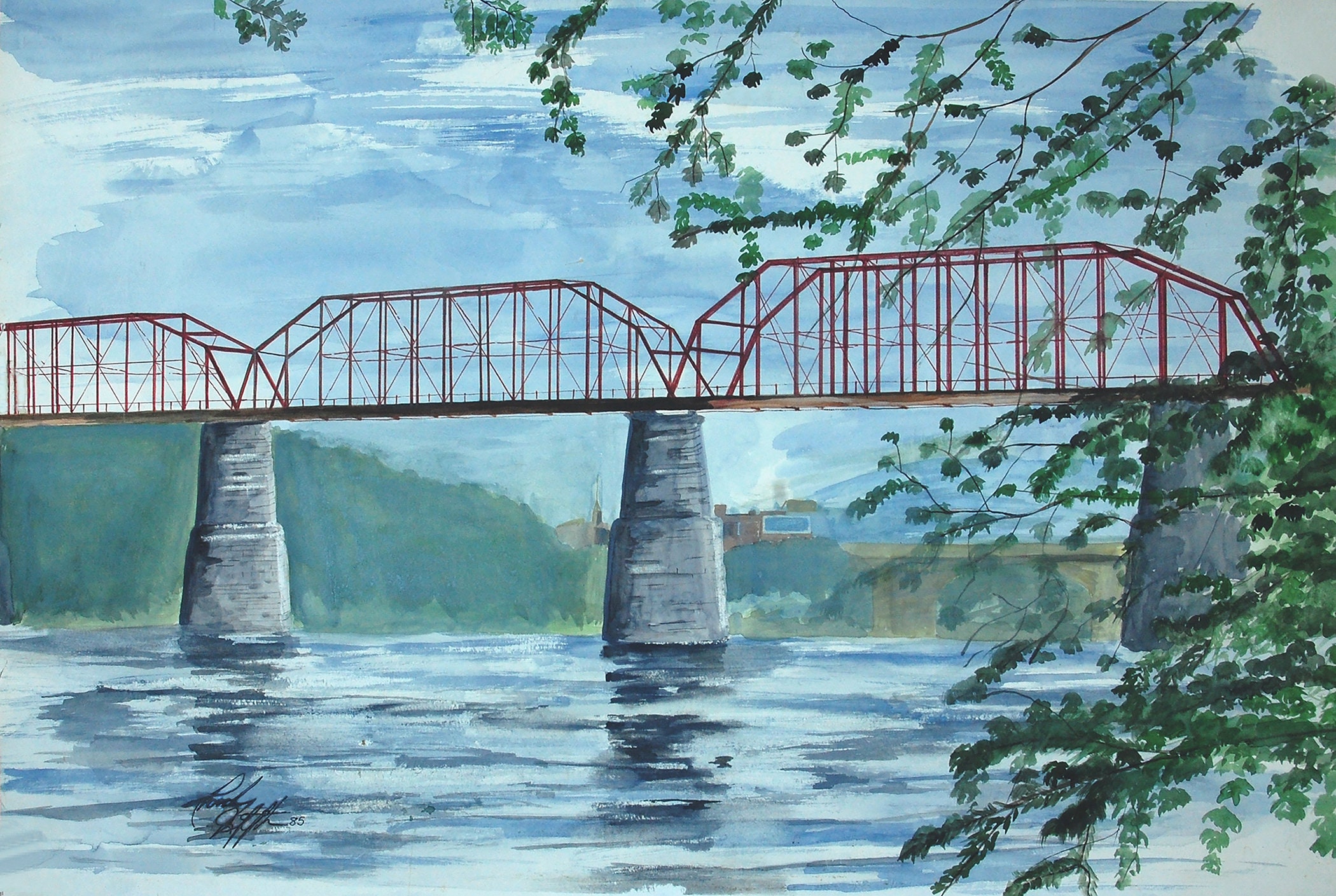 Walnut Street Bridge Art Print by Chattanooga Artist Randy pic