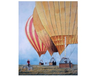 Day Dream Balloons Watercolor Print. 8 x 10 matted for 11 x 14 frame. Hot Air Balloon Print. Vintage Hot Air Balloon. Cute Hot Air Balloon.