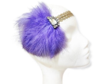 Lilac and gold 1920s gatsby headband, Purple flapper hairpiece