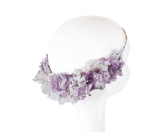 Off white and lavender crown with preserved flowers, First communion hairpiece