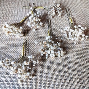 3 pcs Bridal Gypsophila flower hair pins, Woodland wedding hairpiece