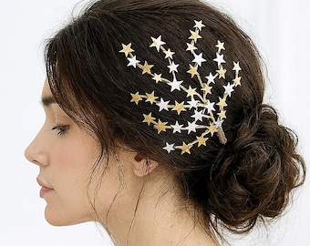 Bridal Hair Comb with Porcelain Stars - Wedding Guest Headpiece or Gatsby Party
