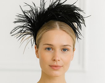 Fascinatore Nero Grande Con Fiocco | Modisteria Burlesque, Fascia Per Capelli, Accessorio Sposa