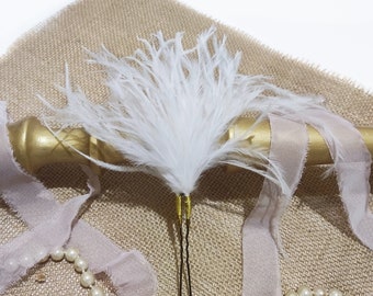 Bridal feather hair pins, Wedding headpiece, Bridesmaid gifts